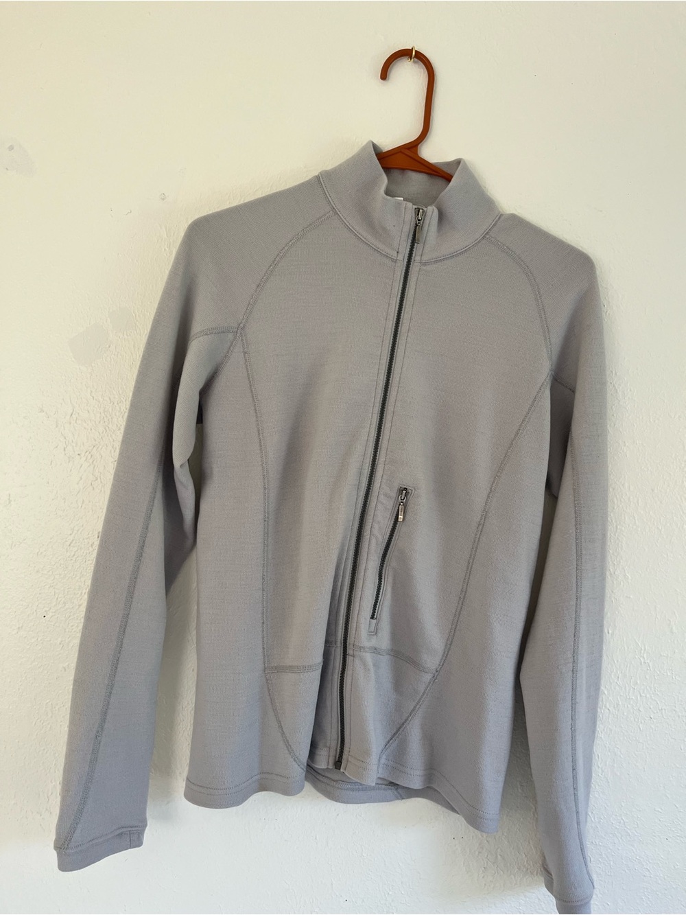 ibex Light Gray Full-Zip Merino Jacket